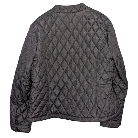 Tommy Hilfiger Womens Medium Quilted Jacket Gold Snap Buttons Zipper Gray - Picture 2 of 16